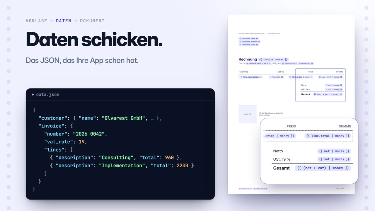 data.json neben der Rechnungsvorlage, deren Summen vergrößert